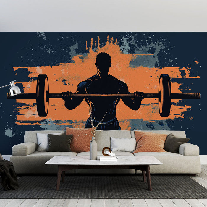 Ταπετσαρία γυμναστικής | Μυώδης σιλουέτα που σηκώνει μια μπάρα