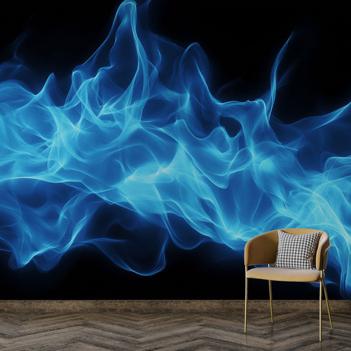 Mural Wallpaper blue flame | Luminous and fluid wave effect