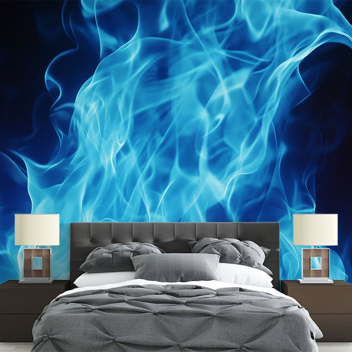 Mural Wallpaper blue flame | Stylized abstract fire pattern in turquoise