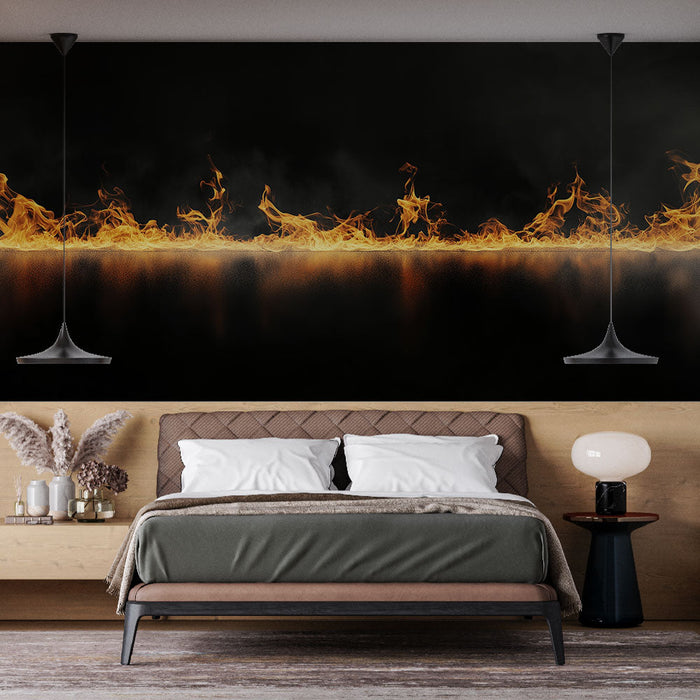 Mural Wallpaper flamme | Spektakulær brann-effekt på en svart bakgrunn