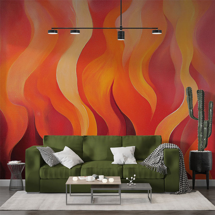 Tapete flames | Lebhaftes Design mit warmen Tönen von Rot und Orange