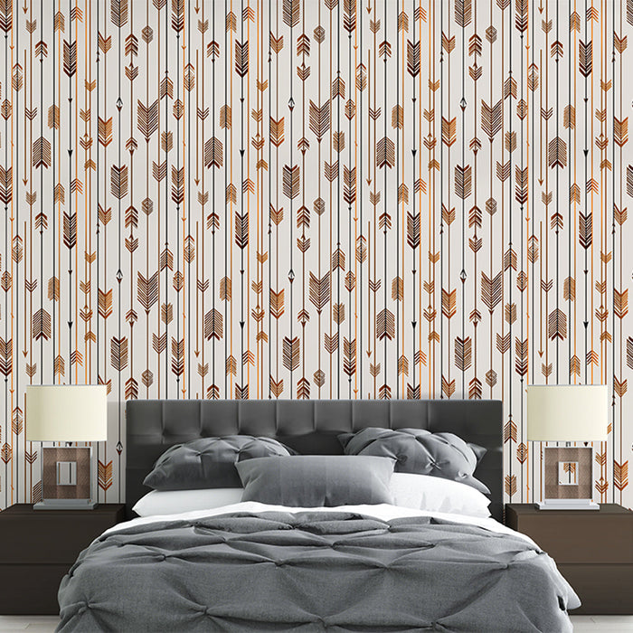 Mural Wallpaper arrows | Golden and black arrow pattern on a light background