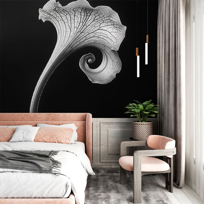 Mural Wallpaper abstrakt blomst | Elegang og delikat design av en monokrom blomst