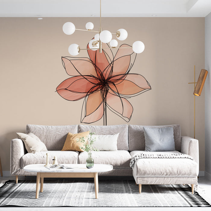 Mural Wallpaper abstract flower | Delicate illustration of a flower in soft shades