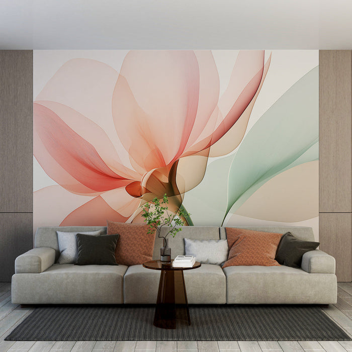 Delicate Flower Mural Wallpaper | Pastel Petals and Artistic Lightness