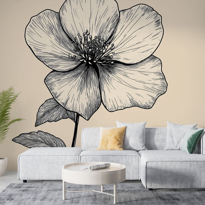 Mural Wallpaper flower | Õrn botaaniline illustratsioon