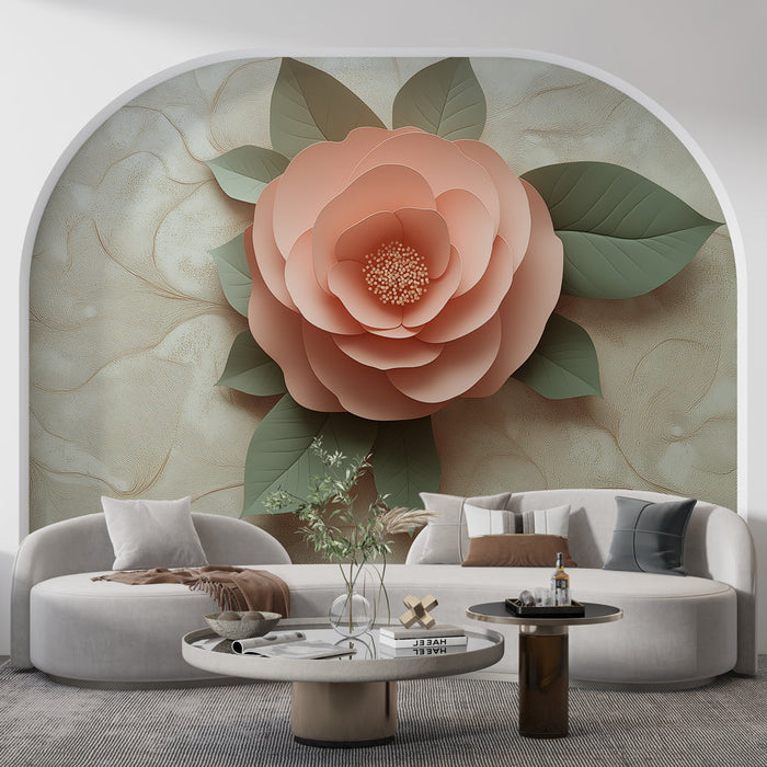 Tapeta růžový květ | Krásná papírová růže s jemným listím