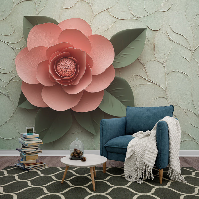 Tapeta różowy kwiat | Elegancki kwiat na teksturowanym tle