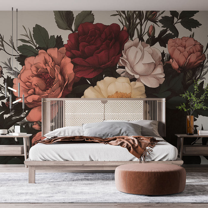 Mural Tapet Floral | Bukett av strålende peonies