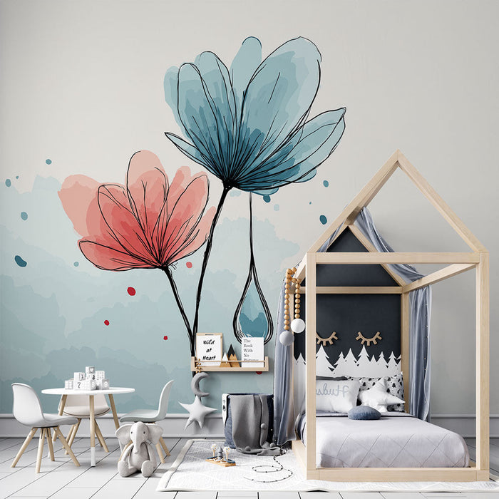 Тапет с цветя | Илюстрации на деликатни акварелни цветя