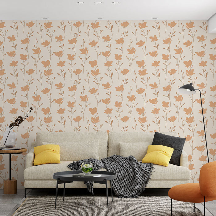 Blumenmuster Tapete | Blumenmotiv in sanften Farbtönen