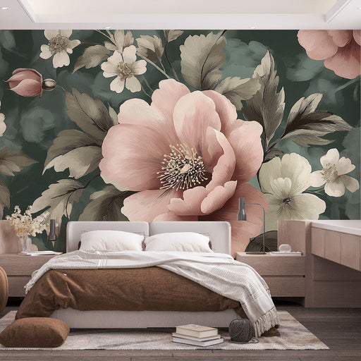 Vintage Bloemenmuur - Roze – prachtig fotobehang Vintage Bloemenmuur - Roze – prachtig fotobehang