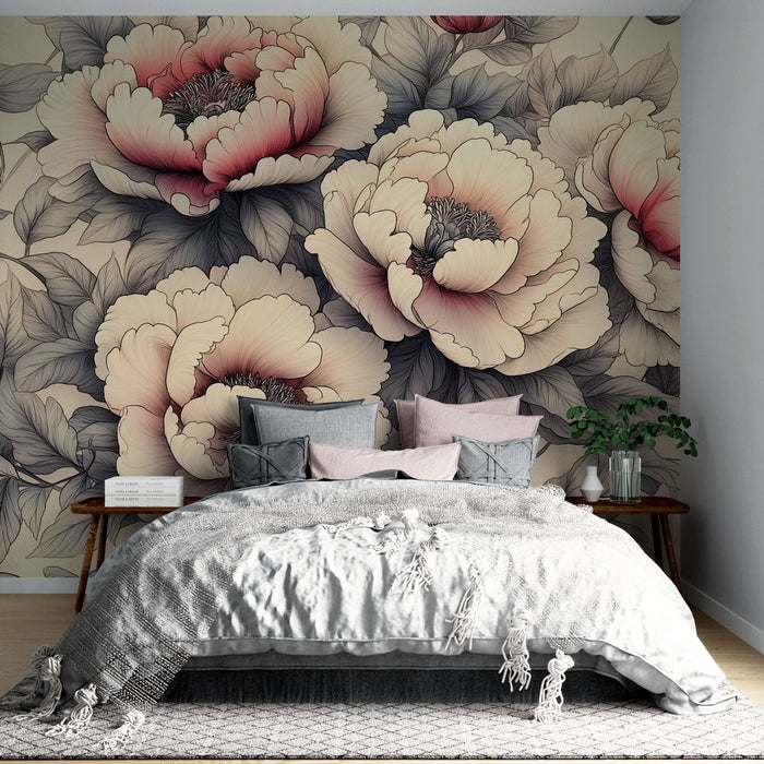 Seinapilt Tapeet | Õrnad pojengid pastelltoonides