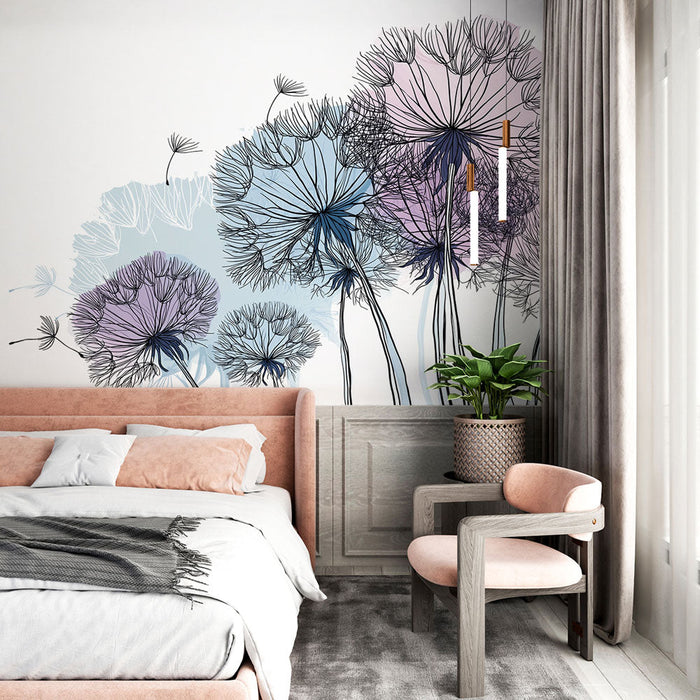 Fototapet abstrakte blomster | Delikat blanding av abstrakte blomster i pastellfarger