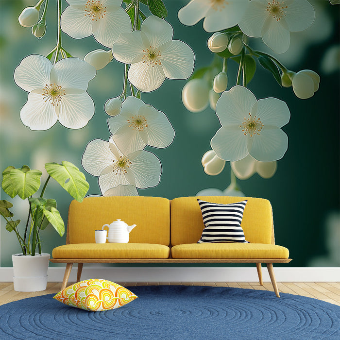 Papel de parede flores brancas | Elegância floral em pastel