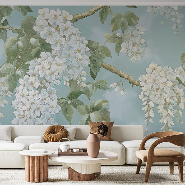 Tapet flori albe | Model aerisit și liniștitor