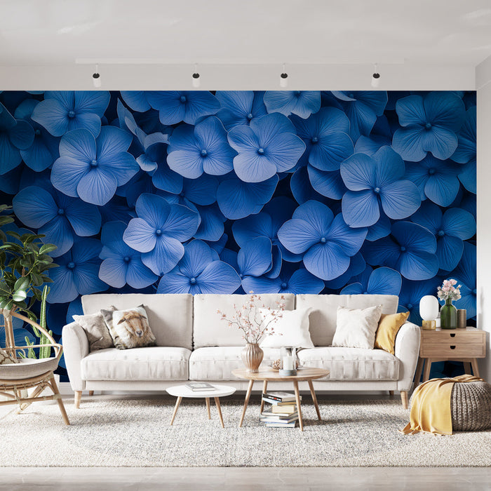 Mural Wallpaper blue flowers | Soft flowers on a soothing background