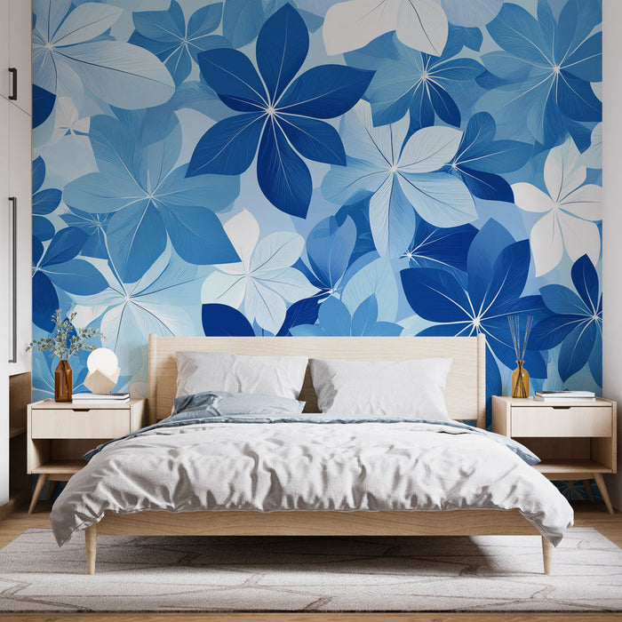 Mural Wallpaper blue flowers | Floral patterns in shades of blue