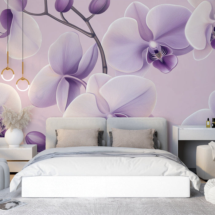 Fototapet orkidé blomster | Mauve og elfenben