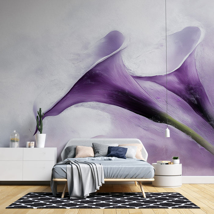 Mural Wallpaper calla lily flowers | Oil painting style