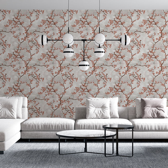 Fototapet körsbärsblommor | Delikat motiv av blommande grenar i mjuka nyanser