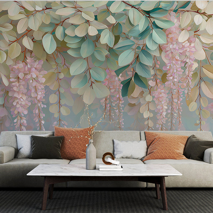 Fototapet sivke | Šopki rožnatih cvetov in nežno listje