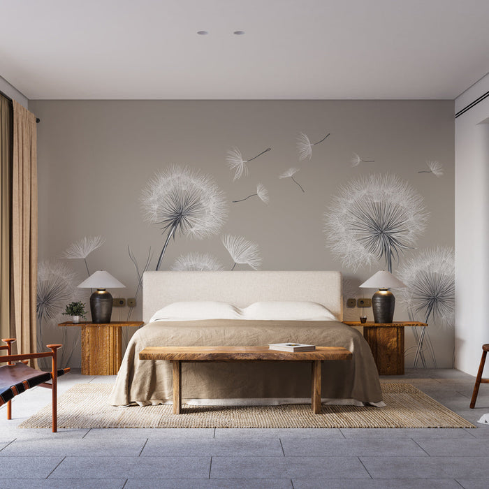 Carta da parati soffione | Delicati contorni di soffione su uno sfondo morbido