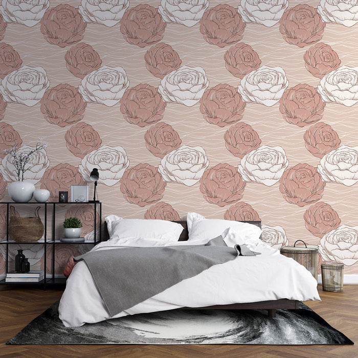 Ταπετσαρία τοίχου τριαντάφυλλα | Μοτίβο τριαντάφυλλου σε απαλές αποχρώσεις