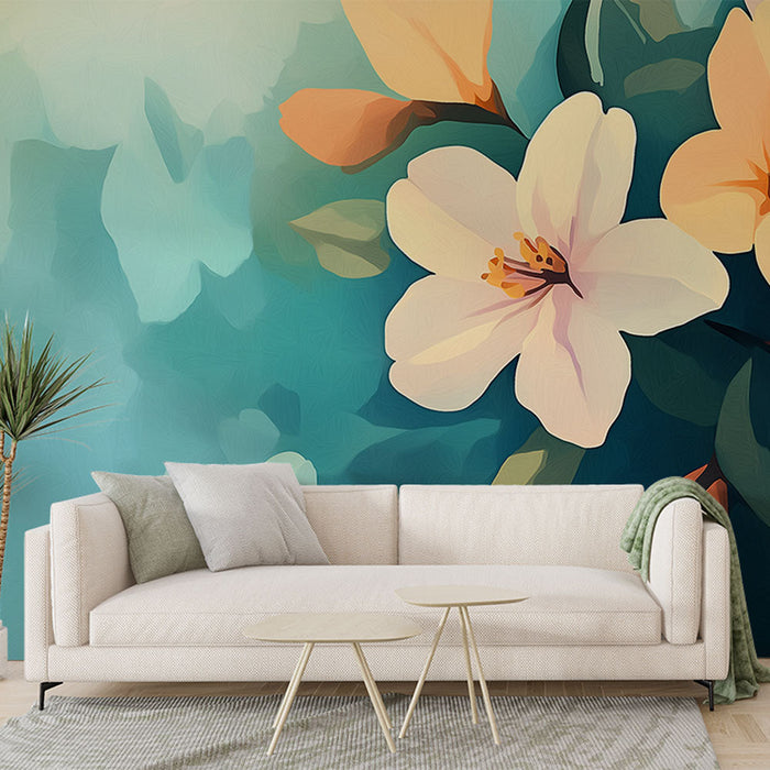 Carta da parati delicate-flowers | Fiori pastello su sfondo rilassante