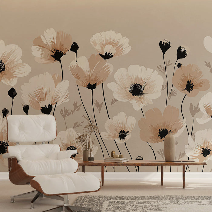 Carta da parati con fiori delicati | Motivi floreali in tonalità morbide ed eleganti
