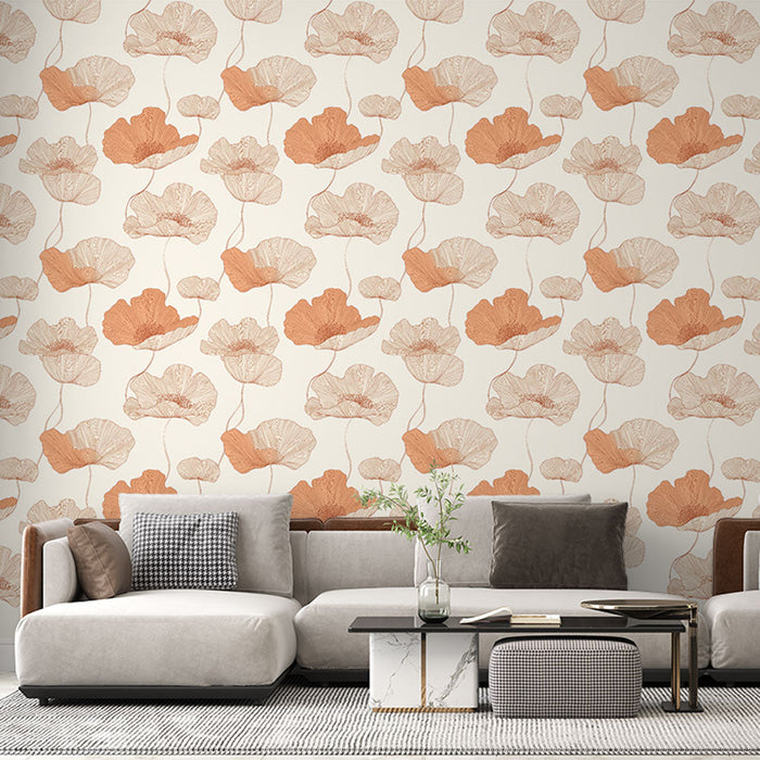 Tapeta jemné květiny | Stylizované květinové vzory v teplých tónech