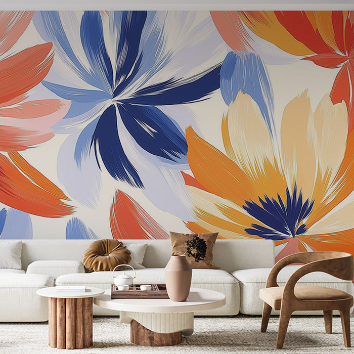 Fototapet vibrant-flowers | Blomstermønstre i penselmalte lyse farger