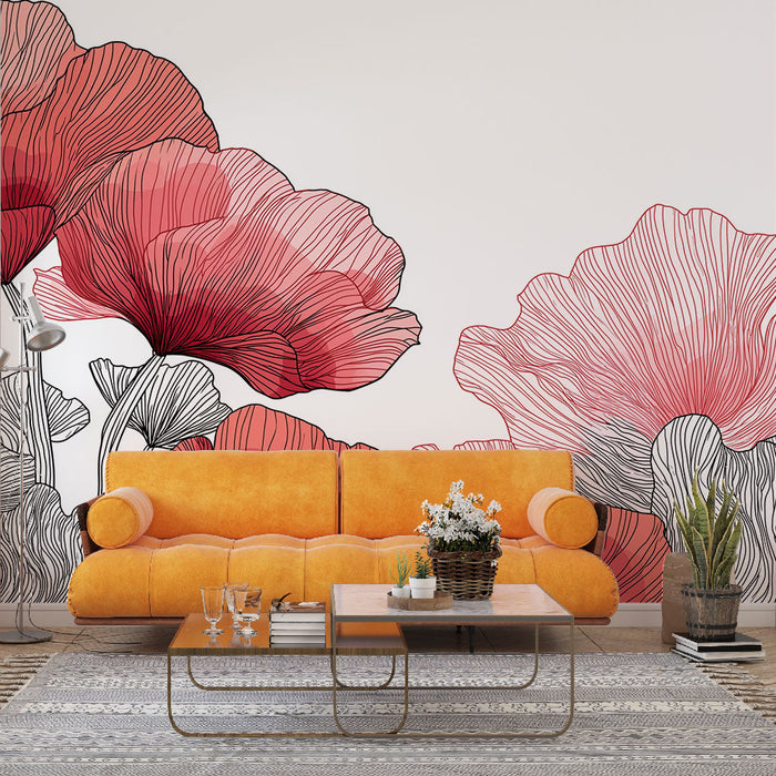 Tapetti kukat | Tyylikkäät punaiset kukat hienoilla yksityiskohdilla