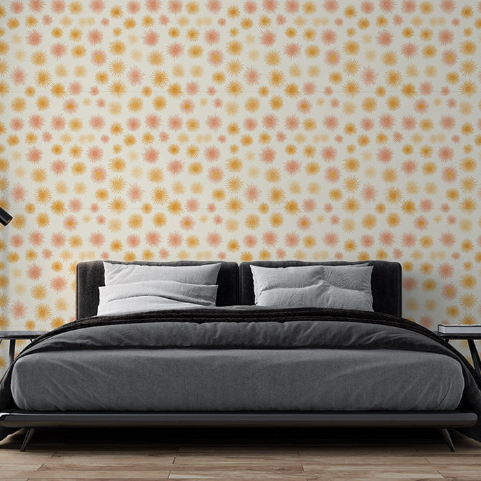 Mural Wallpaper starry flowers | Bright pattern of flowers in soft shades