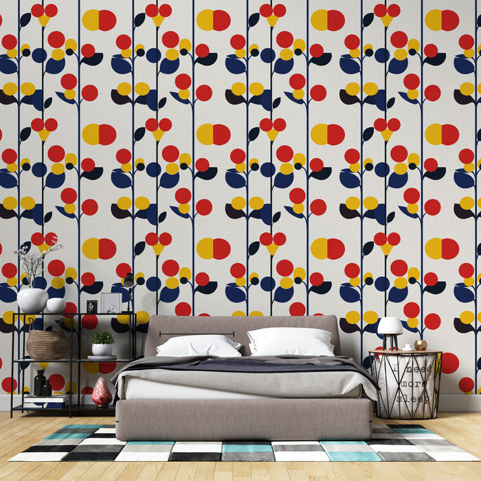 Fototapet geometrik çiçekler | Renkli ve modern şekillerle çiçek desenleri