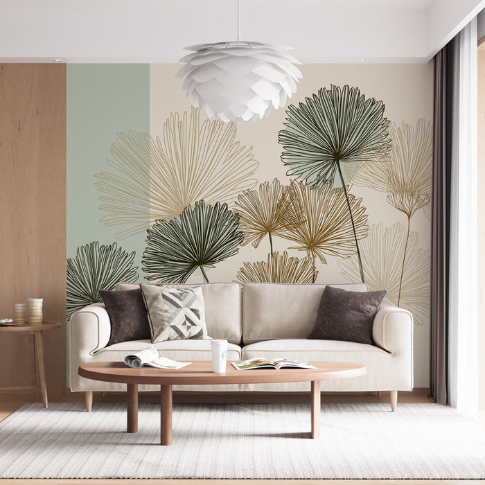 Fototapet geometrik çiçekler | Pastel arka plan üzerinde narin çizgili desenler