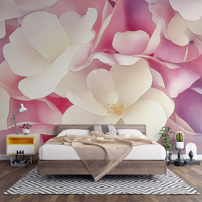 Fototapet pastel blomster | Myke kronblader og delikate overganger