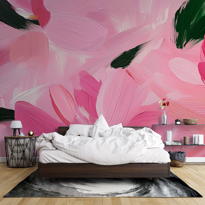 Mural Wallpaper flowers pink | Delicate petals on pastel background