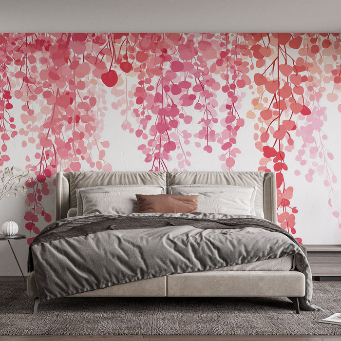 Falikép rózsaszín virágok | Finom ágak és lágy árnyalatok