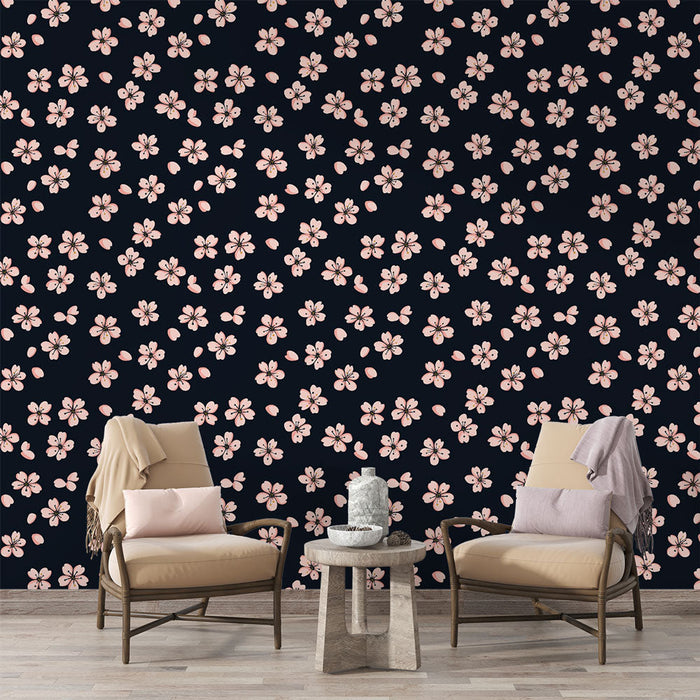 Tapete τριαντάφυλλα λουλούδια | Εύθραυστο μοτίβο λουλουδιών σε μεσάνυχτα μπλε φόντο