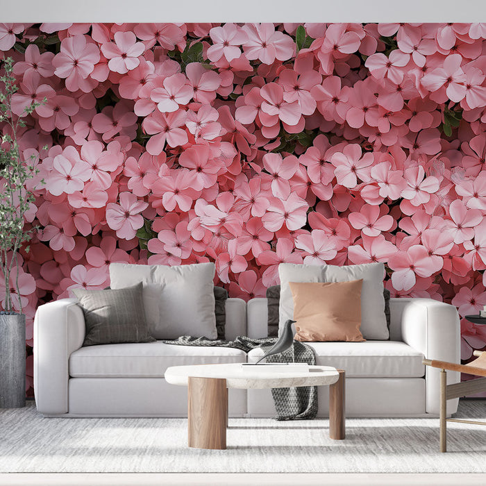 Mural Wallpaper pink flowers | Delicate and soft flower carpet