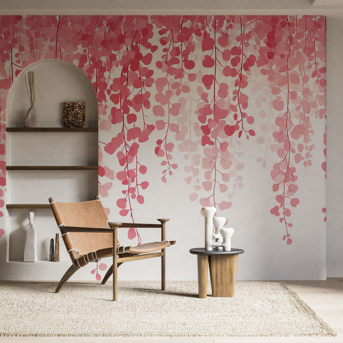 Tapetti vaaleanpunaiset kukat | Hienovaraiset ja kevyet köynnökset