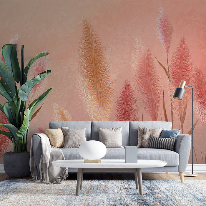 Papel pintado de mural de flores silvestres | Salpicaduras de rosas y tonos dorados sobre fondo pastel