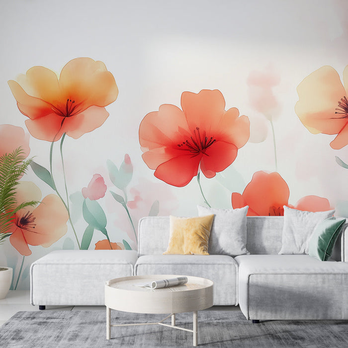 Tapeta divje rože | Pastelni akvarelni slog