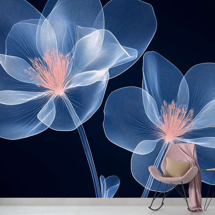 Falikép áttetsző virágok | Modern és megnyugtató elegancia