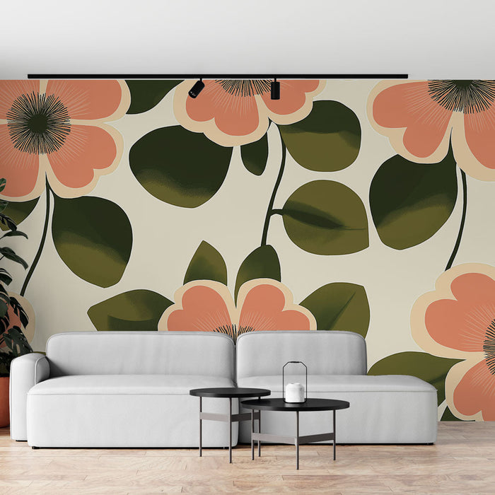 Fototapete Blumen | Vintage Floral Muster Pastell Modern