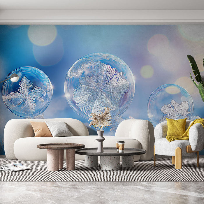 Carta da parati fiocchi di neve | Bolle di sapone e paesaggi invernali