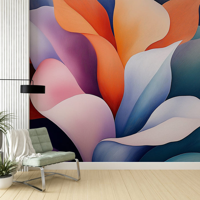 Tapet floral abstract | Explozii de culori moi și strălucitoare