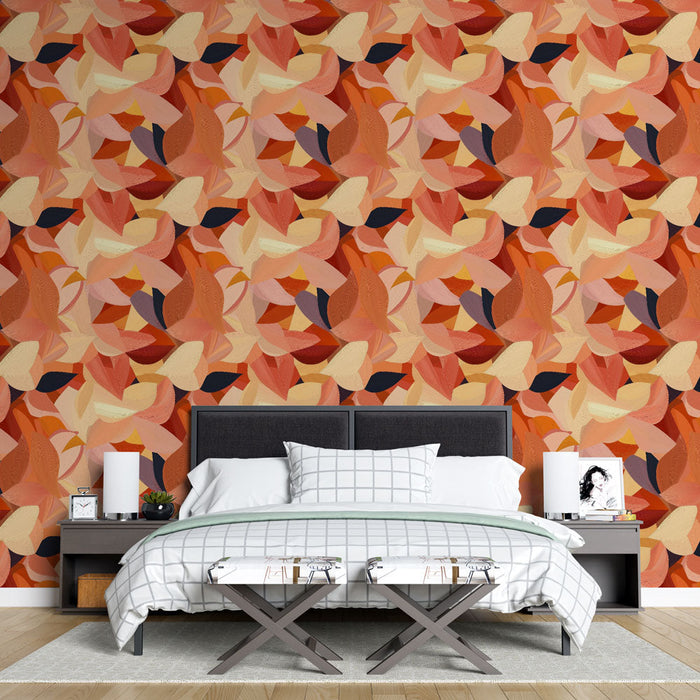 Abstrakt Blomstret Tapet | Mønstre af blomster i varme og bløde toner