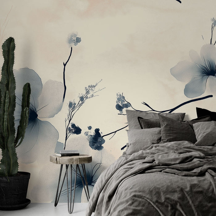 Fototapet çiçekli sulu boya | Pastel arka plan üzerinde narin çiçekler